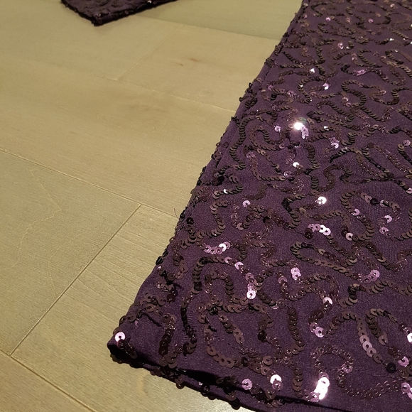 3/4 Sleeve Sequin Mini Party Dress Purple S - Picture 7 of 7
